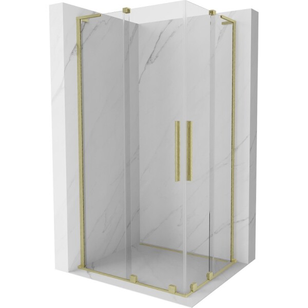 MEXEN/S - Velar L Duo sprchový kout, posuvné dveře 100 x 90, transparent, zlato kartáčovaná 871-100-090-02-03-55