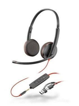 Poly Blackwire 3325 černá / Náhlavní souprava / mikrofon / dvě sluchátka / 3.5mm jack / USB-C/A (8X222AA)