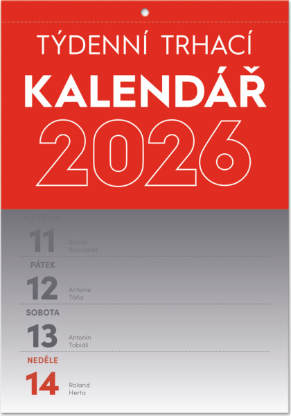 Kalendář 2026 nástěnný: Trhací týdenní A5