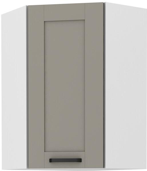 Horní rohová skříňka Luna 60x60 GN-90 1F (45°) Barva korpusu: Bílá, Barva dvířek: Clay Grey