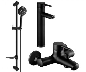MEXEN/S - Lua DF75 SET vanová a umyvadlová baterie, černá 72813DF75-70