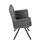 Židle jídelní, šedá látka, černý kov, otočný mechanismus 90°/90° (L/P) - funkce reset