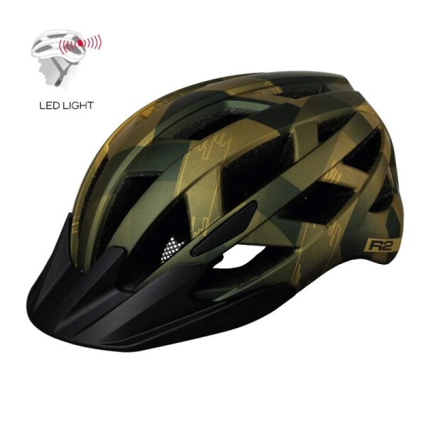 Přilba R2 LUMEN JUNIOR ATH20A2, barva tmavě zelená/tmavě zlatá, velikost S (velikost S 52-56 cm)