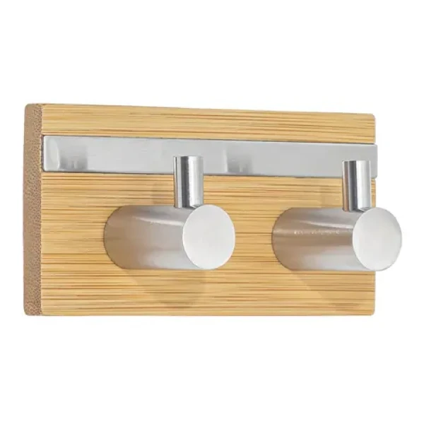 MSV FLAVIO samolepící háček na dva ručníky bambus / nerez ocel / 90 x 31 x 45 mm (3700703946342)