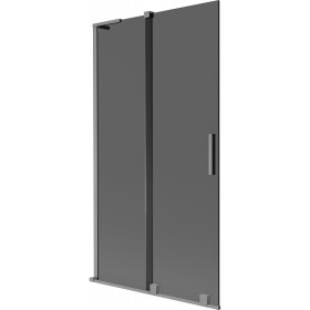 MEXEN/S - Velar L dvoukřídlá posuvná vanová zástěna 100 x 150, grafit, grafit metal 896-100-003-41-95