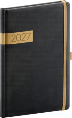 NOTIQUE Týdenní diář Twill 2027 černo-zlatý / Diář / 15 × 21 cm