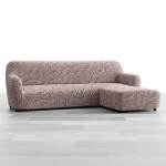 Bielastické potahy BRILLANTE hnědé sedačka s otomanem vpravo (š. 170 - 300 cm)