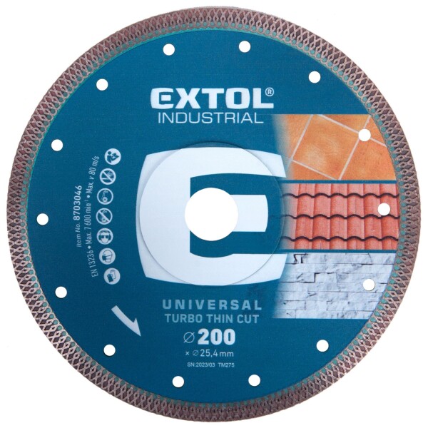 EXTOL INDUSTRIAL 8703046 Kotouč diamantový, turbo Thin Cut, 200x2,0mm, 25,4mm