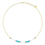 Luxusní choker náhrdelník Denise - tyrkys, perleť, Tyrkysová 40 cm + 5 cm (prodloužení)