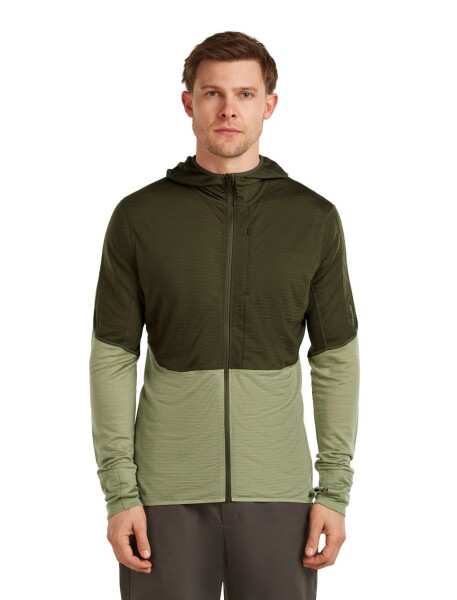 Pánská merino mikina ICEBREAKER Mens 200 Realfleece Descender LS Zip H, Dark Loden/Lichen/Cb velikost: S