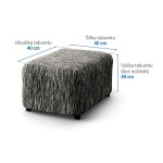 Bielastické potahy UNIVERSO NOVÉ žíhané černobílé taburet (40 x 40 x 40 cm)