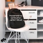 VELKÉ NÁPISY transparentní samolepky na boxy, na dózy, na šuplíky 130x45mm (4ks), vlastní text