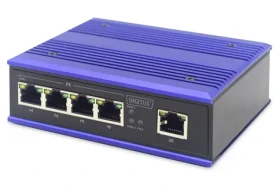Digitus Industriální switch 5-port modrá / Switch / 5x 10/100 Mbit / Unmanaged / DIN lišta (DN-650105)