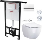 ALCADRAIN Jádromodul - předstěnový instalační systém s bílým/ chrom tlačítkem M1720-1 + WC CERSANIT ZEN CLEANON + SEDÁTKO AM102/1120 M1720-1 HA1