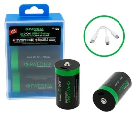 Patona LR20 (D) 4000mAh Li-Ion / Nabíjecí baterie / 1,5V / USB-C nabíjení / 2 ks v balení (PT1412)