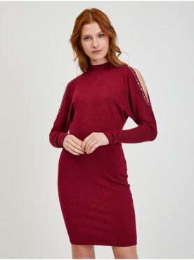 Vínové dámské svetrové šaty průstřihy ORSAY dámské