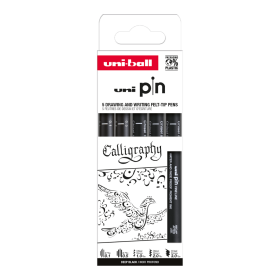 Uni PIN Calligraphy sada 5 ks černé
