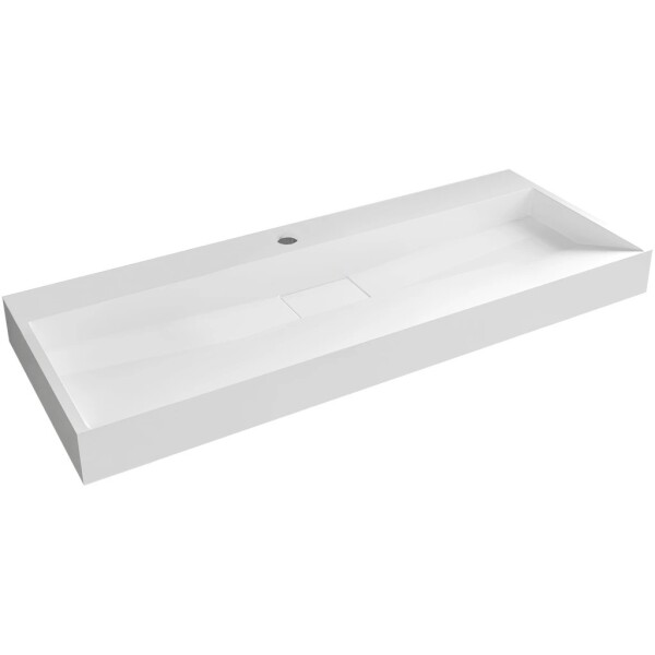 CERANO Umyvadlo z litého mramoru Vita - nástěnné i na desku - otvor pro baterii - bílá matná - 100x46 cm