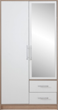Šatní skříň Smart SR3 Varianta: Se zrcadlem, Barva korpusu + barva dveří: Dub sonoma + Bílá