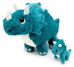 PTIPOTOS Plyšový triceratops Penelops modrý - máma s miminkem