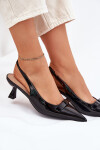 Lakované Sandály Na Jehlách S Mašlí Černé Naylna 37