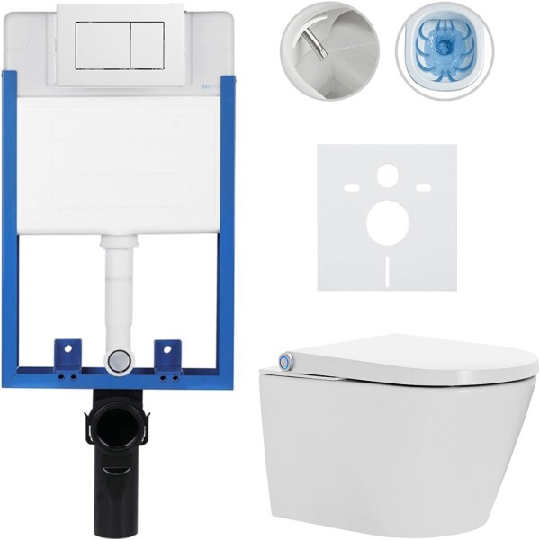 CERANO - Kompletní WC set Profi/Cronus Standard - bílá lesklá - WC tlačítko Classic/Bílá - pro zazdění - 59,3x38,4 CER-011822