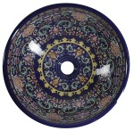 SAPHO - PRIORI keramické umyvadlo na desku, Ø 41cm, fialová s ornamenty PI022