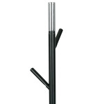 Věšák stojanový, výška 179 cm, kovová konstrukce, černý matný lak, nosnost 6 kg