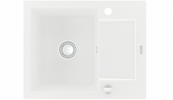 MEXEN - Enzo granitový dřez 1-mísa dřez s vypouštěním krátký odkapávač 576x465 mm, bílá (6506571005-20) 2. jakost