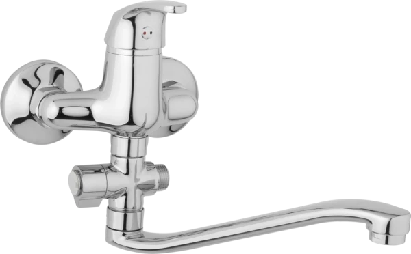 JB Sanitary Nástěnná umyvadlová a sprchová baterie SLIM, rozteč 100 mm, otočný přepínač, bez příslušenství, S ramínko 250 mm A10 32 20