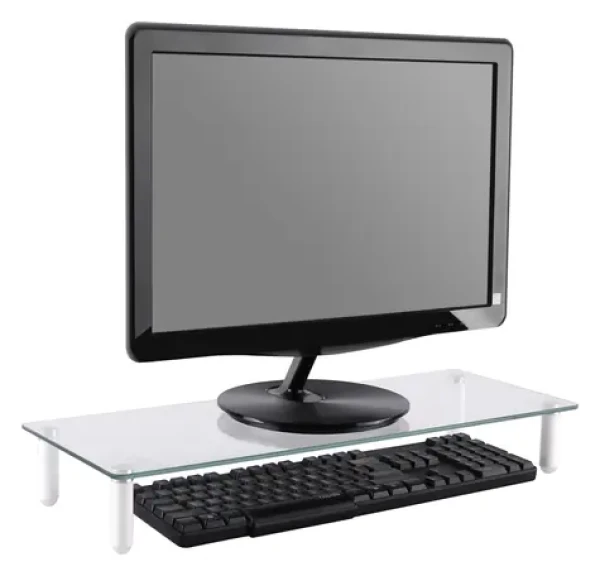 Equip 650882 černá / Skleněný stojan pod monitor / nosnost 20 kg / tvrzené sklo / 560x210x80 mm (650882)
