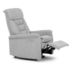 Polohovací křeslo s elektrickým ovládáním, potah stříbrná látka