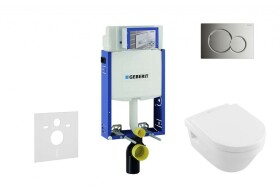 GEBERIT - Kombifix Modul pro závěsné WC s tlačítkem Sigma01, lesklý chrom + Villeroy Boch - WC a sedátko, DirectFlush, SoftClose, CeramicPlus 110.302.00.5 NB2