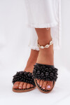 Dámské Plné Sandály S Ozdobnými Perlami Černé Aricca 39