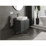 MEXEN/S - Rivel koupelnová skříňka pod umyvadlo 70 cm s deskou, 1 šuplík, reliéf , grafit mat 91A20-07047-1-BFC66