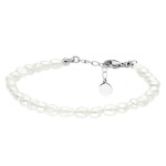 Perlový náramek Emilie - řiční perla, chirurgická ocel, Stříbrná 18 cm + 3 cm (prodloužení)