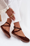 Dámské semišové baleríny Barefoot s pásky Zazoo 191 čokoládové 38