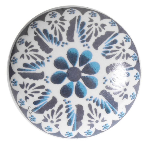 La finesse Porcelánová úchytka White Blue, modrá barva, kov, porcelán 40 mm