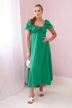 Dámské šaty se zavazováním u výstřihu - zelená
