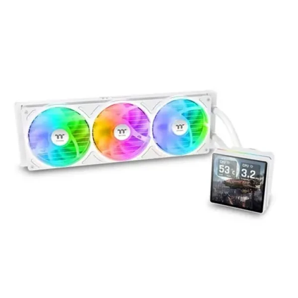 Thermaltake TH360 V3 Ultra ARGB Sync Snow Edition bílá / AIO vodní chladič CPU / 3x 120 mm / 2500 RPM / 37,8 dB (CL-W476-PL12SW-A)