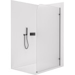 CERANO Sprchová zástěna Walk-in Orbis - Pravá - 8 mm - černá matná, mléčné sklo - 70x200 cm