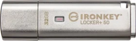 Kingston IronKey Locker+ 50 32GB / Flash Disk / USB 3.0 / čtení: až 145MBs / zápis 115MBs / AES (IKLP50/32GB)