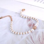 Perlový náramek se zirkony Locatelli Gold - chirurgická ocel, Zlatá 16 cm + 3 cm (prodloužení)