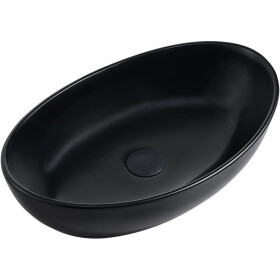 CERANO - Umyvadlo z litého mramoru Luna - na desku - černá matná - 52,8x30,9 CER-WB19B