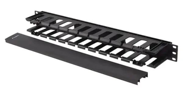 Lanberg 19" organizér kabelů černý / Organizér kabelů / plast / 1U / typ A (AK-1703-B)