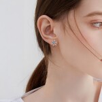Náušnice Sněhová vločka - stříbrné zapínání, Modrá