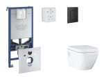 GROHE - Rapid SLX Set předstěnové instalace, klozetu, sedátka SoftClose a tlačítka Even, phantom black SANI11BB5107