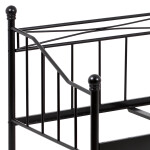 Postel jednolůžková 90x200 cm, kovová, černý matný lak