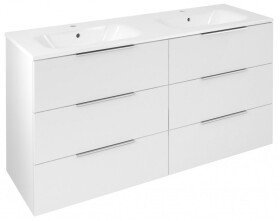 SAPHO - CIRASA umyvadlová skříňka s dvojumyvadlem 141x77x46cm, 3x zásuvka, bílá lesk CR141-3030-31