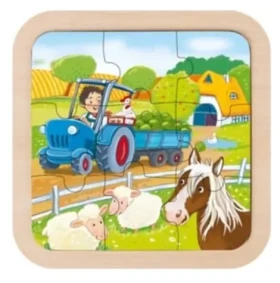 GOKI Dřevěné puzzle Farma